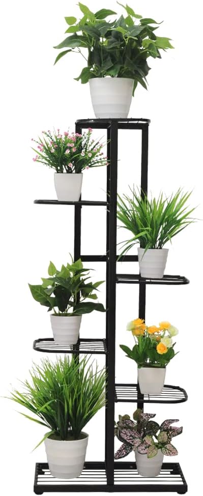 Tall Metal Plant Stand Indoor Outdoor 6 Tier Flower Pot Plant Stand Multi Tier Plant Holder Shelf Display Rack for Garden Patio Balcony
