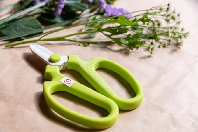 Japanese Florist Scissors – Professional Ultra Sharp Flower Shears Made in JAPAN for Ikebana Floral Design & Gardening SAKAGEN HAND CREATION F-170 (Light Green)