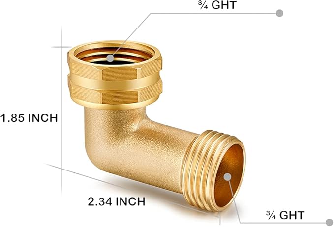 90 degree hose elbow Brass Full Flow Elbow Connector 3/4" Solid Brass Elbow Adapter (90 degrees,10 PCS)