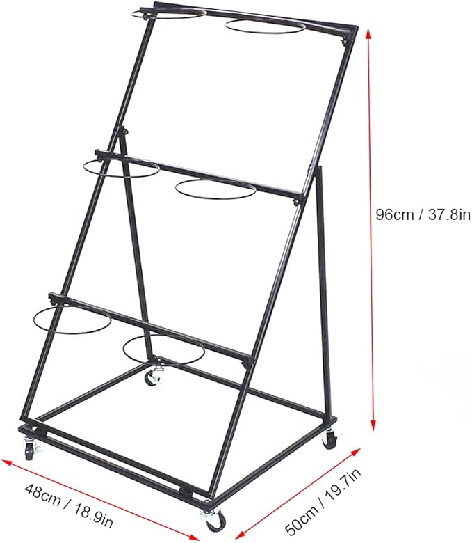 Decorative Flower Display Stand with Buckets for Cut Flowers, Heavy Duty Rolling Plant Stand on Wheels, Indoor Outdoor Flower Cart Ladder Shelf for Florist, Garden, Patio (3 Tier 6 Black Bucket)