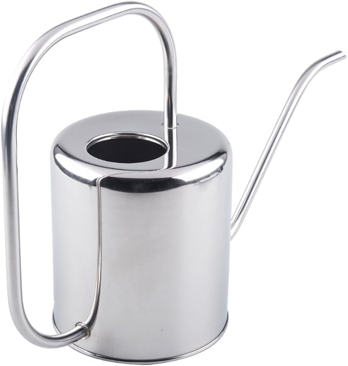Fasmov 51 Oz Stainless Steel Watering Can Modern Style Watering Pot, Watering Can with Long Spout for Easy Pour, Water Outdoor Garden, Indoor Plant (Silver)