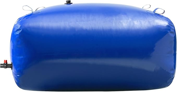 VEVOR Water Storage Bladder, 400L/105.7Gallon Water Storage Container Tank, 1000D PVC Large Capacity Soft Bag Bladder, Foldable Portable for Garden Irrigation, Camping, RV, Fire Prevention - Blue
