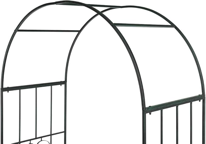 Garden Arbor, 7.3FT Metal Arbor Trellis for Climbing Plants Outdoor, Dark Green Garden Archway for Lawn, Patio and Backyard, Wedding Arches for Ceremony