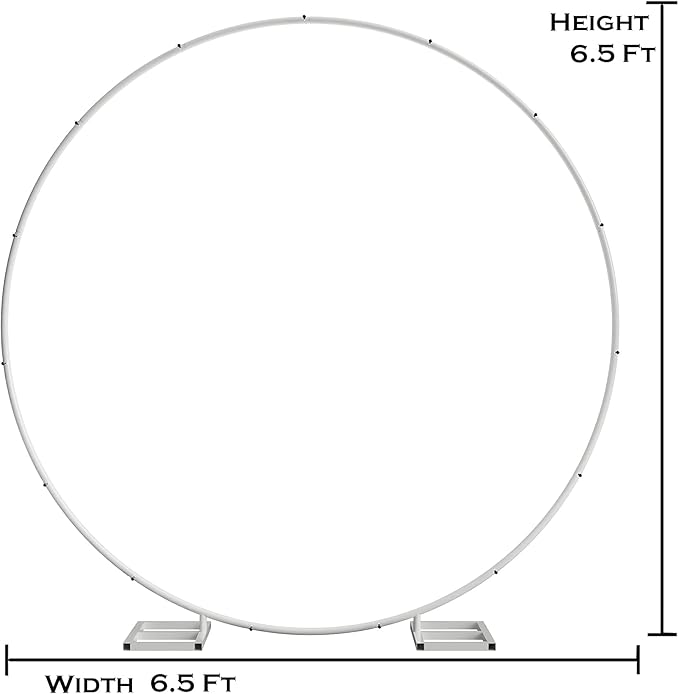 6.5FT Tall X 6.5FT Wide Metal Ring Arch for Outdoor Party Backdrop Decoration (with Ground Anchors, Screwdriver, and Instructions)