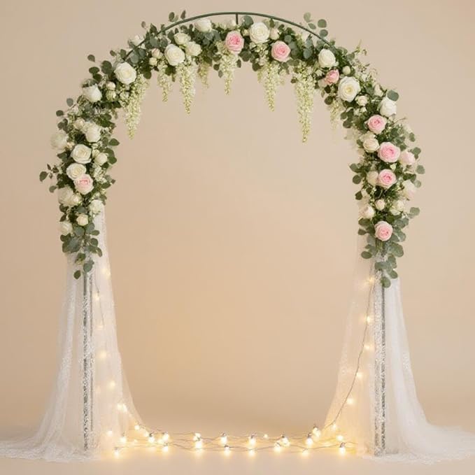 Thickened Metal Garden Arch with Base for Climbing Plants Outdoor, Garden Arbors and Arches, Wedding Arch Frame Archway, Christmas Party Decoration