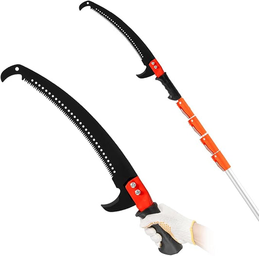 Outvita 7-24FT Telescoping Pruning Pole for Tree Trimming, Aluminum Manual Pole Saws for Tree Trimmer with Telescopic Extension Pole 1 Scissors 2 Blade