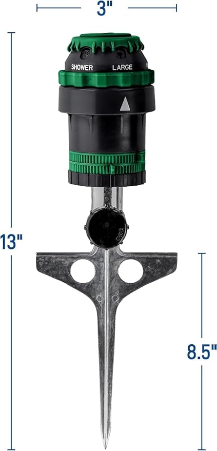 2-Pack H2O-Six® Gear-Drive Sprinkler on Metal T Spike & Two 1/2 25 ft Garden Hose