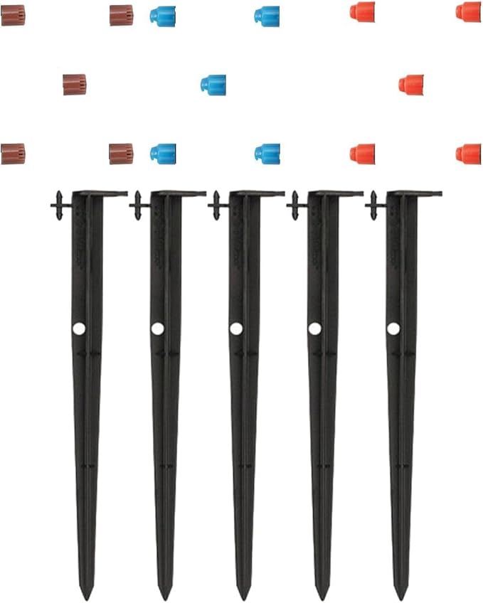 25-Pack Orbit 65140 1/4" Barb Drip Micro-Sprinkler Full, Half, & Quarter Pattern Nozzle x 12” Stake (25-Pack)
