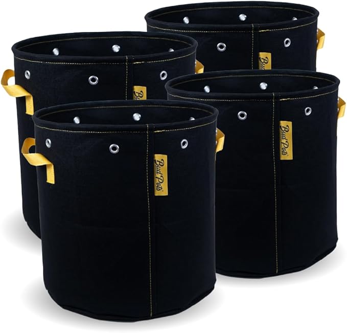 BudPots for Optimal Plant Growth | 10 Gallon Fabric Pots (37.8L) | 4-Pack | Metal Reinforced Rim - Sturdy & Never Collapses | Promotes Dense & Healthy Roots | Low Stress Training | Reusabe