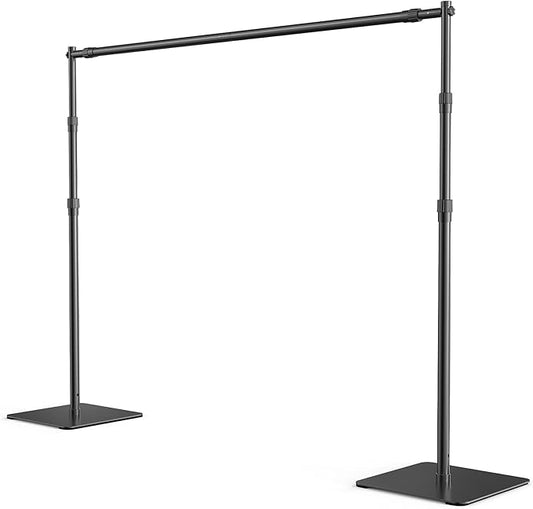 Backdrop Stand, 8x10 ft Adjustable Photo Backdrop Stand Kit, Heavy Duty Background Stand with Steel Base for Photography, Baby Shower, Birthday Parties, Wedding