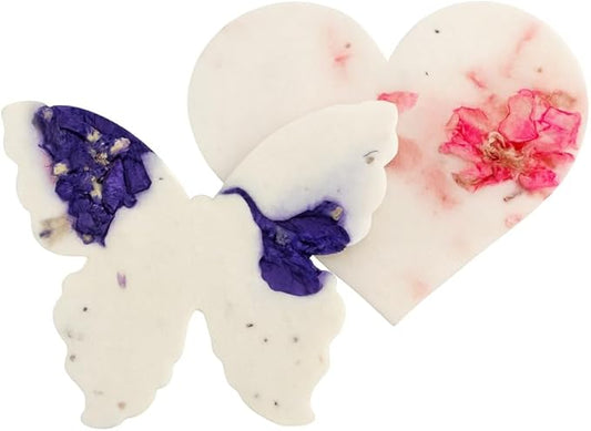 48pcs Seed Paper – 24pcs Hearts & 24pcs Butterflies Plantable Wildflower, Writable & Plantable Gift for Moms, & Plant Lover, Ideal for Weddings, Baby Shower, Memorial, & Celebrations