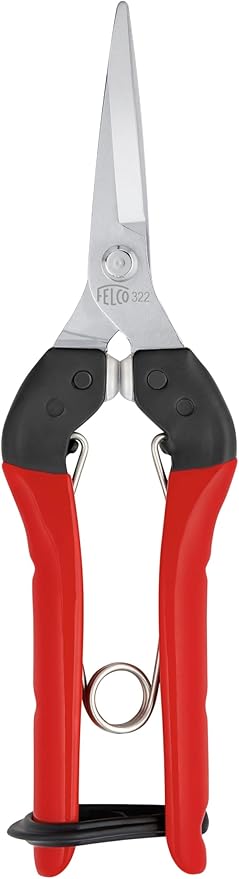 Felco F322 Pruning Snips – 9.84" Garden Clippers with Curved Blade & Rounded Tip | Pruning Shears for Gardening | Garden Snips and Pruners with Carbon Steel Blade, Sap Groove