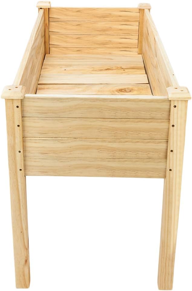 VINGLI Heavy Duty Raised Garden Bed with Bed Liner, Wood Elevated Planter with Legs for Vegetables Fruits Potato Onion Flower, Outdoor Sturdy Long Lasting Planter Box Kit (Elevated Without Wheels)