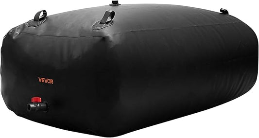VEVOR Water Storage Bladder, 142.7 Gallon (540L) Water Storage Container Tank, 1000D PVC Large Capacity Soft Bag Bladder, Collapsible Portable for Garden Irrigation, Camping, RV, Emergency Use - Black