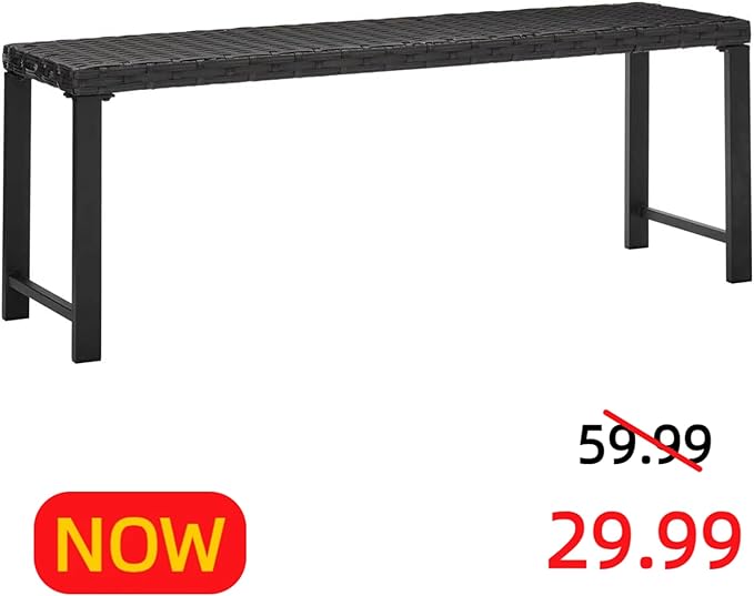 46" Outdoor Rattan Backless Bench, All-Weather Patio Garden Bench for Backyard, Porch, or Lawn, Durable Steel Bench for Outdoor Spaces