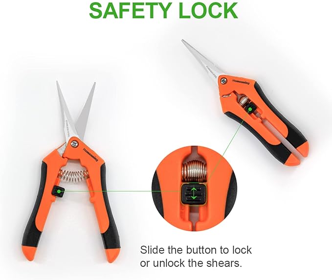 6 Packs Garden Pruning Shears with Straight Blades Trimming Scissors, Gardening Hand Pruning Snips Titanium Coated Precision Bonsai Pruning Shears, Convenient Flower Cutters (Orange)