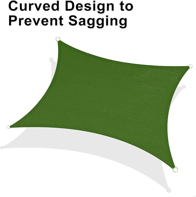 LOVE STORY Custom Size 5'x10' Piquant Green Sun Shade Sail Rectangle UV Block Canopy Patio Sail Sunshades Fabric for Outdoor Garden Carport (We Make Custom Size)