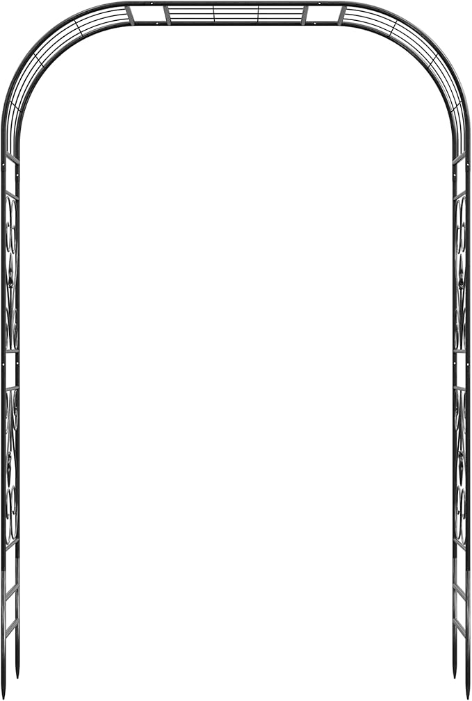 Jardineer Metal Garden Arbor,104.3-Inch Tall,Flat-Top Wrought Iron Outdoor Archway,Heavy-Duty Trellis for Climbing Plants,Perfect for Backyard Garden Entrance,Designed for Roses and Wisteria (Black)