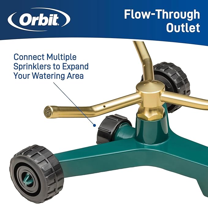 2-Pack Orbit 58257N 3-Arm Metal Sprinkler with Wheel Base - Durable 3-Arm Sprinkler with Convenient Wheel Base