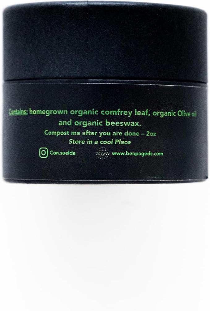 Comfrey Salve, Hand Crafted, Organic, 2oz, Concentrated Balm for Muscles, Joints and Skin, Made in The USA.
