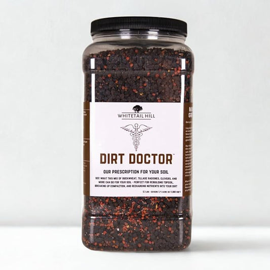 Dirt Doctor Food Plot Seed Mix for Deer, Perfect for Rebuilding Topsoil, Breaking up Compaction, and Recharging Nutrients, Buckwheat, Grain Sorghum, 2 Clovers, Tillage Radishes