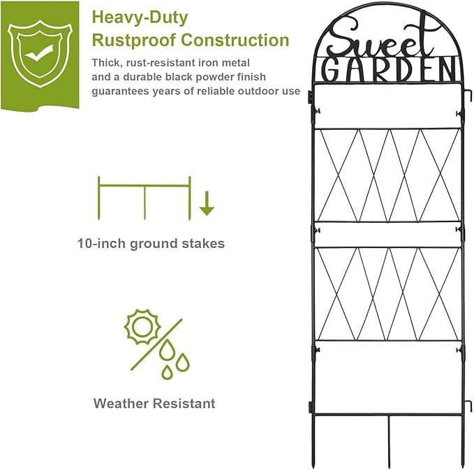 hogardeck 1PC Metal Garden Trellis 45 * 14 inch for Climbing Plants Flowers Outdoor,Heavy Duty,Black Coating Rustproof Trellis for Rose, Vegetable, Flowers, Perfect for Training Climbing Plants