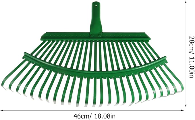 SUPVOX 25 Tine Heavy Duty Steel Leaf Rake for Lawn and Garden, Detachable Head for Easy Storage, Comfortable Grip for Leaves, Grass, and Debris Cleaning