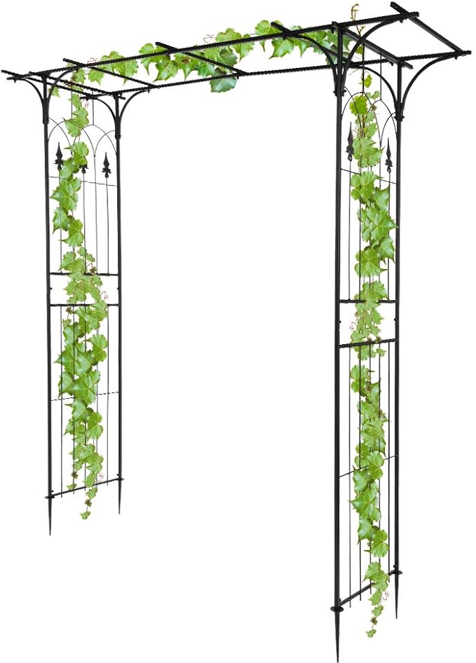 Garden Arbor, 7FT Arch Archway for Wedding Ceremony Party, Steel Garden Trellis for Plant Climbing, Christmas Decorations Pergola for Backyard, Lawn