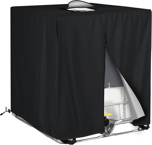 IBC Tote Cover for 1000L Outdoor 275 Gallon Rain Barrel UV Resistant Waterproof Outdoor IBC Covers - Black (IBC Tote Cover-1)