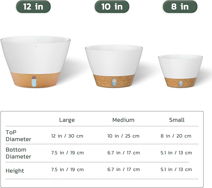 ZMTECH 12 Inch Hanging Planters for Indoor, 2 Pack Large Hanging Plant Pot with Visible Water Level and Chain, Self Watering Hanging Flower Pot for Outdoor Garden Porch(12Inch, White)