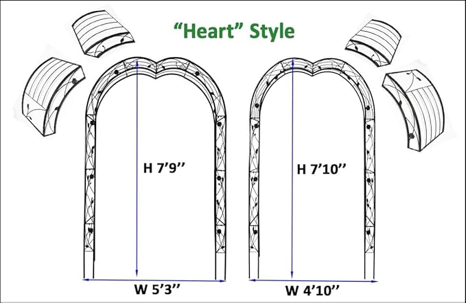 8.3FT Heavy Duty Steel Garden Arbor with Side Garden Trellis, 8-in-1 Wedding Arch Archway for Backyard, Vine Plants & Outdoor Decor - Includes Ground Stakes & Easy Assembly
