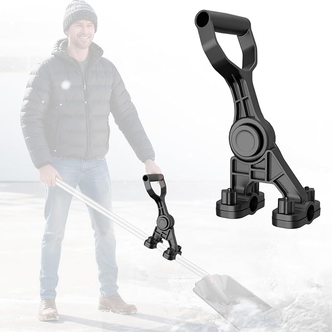 Adjustable Snow Shovel Handle, Goldusk 5-Angle Ergonomic Extension Handle for Snow Removal & Garden Tools, ABS+GF Universal Assist Handle for Snow Shovel, Rake, String Trimmer, Back-Saving Design