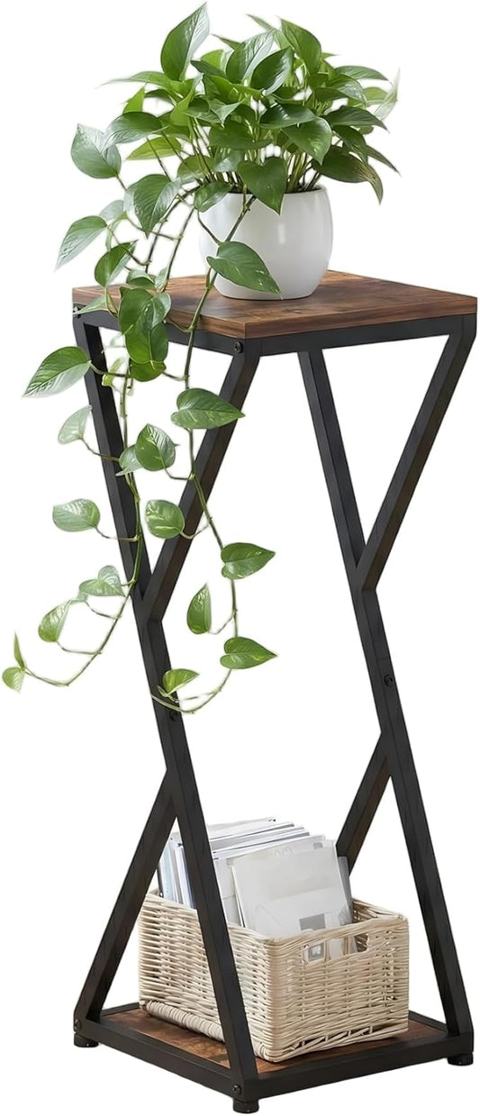 2-Tier Tall Plant Stand Indoor, Corner Plant Stands for Indoor Plants Multiple, Small End Table for Living Room, Corner Side Table for Home Decor