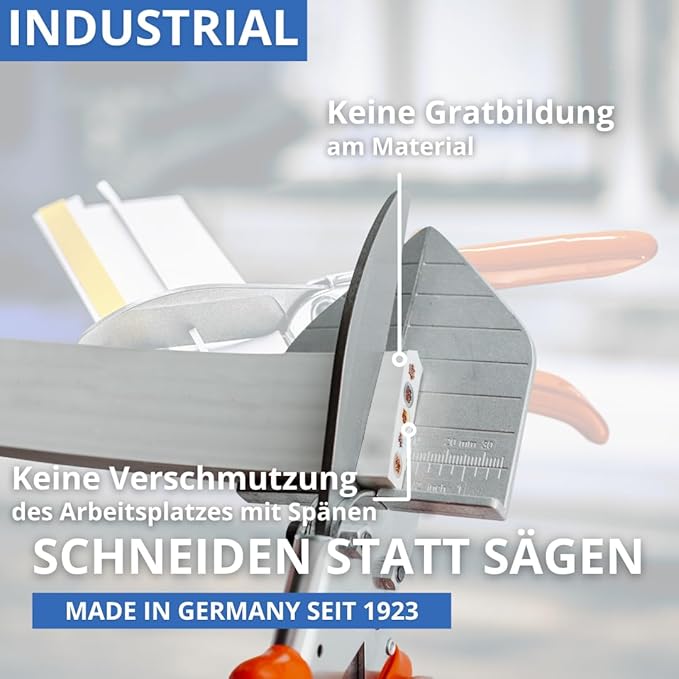 Original LÖWE Professional 3.306/HÜ Shears with Lever Transmission 90 Degree Stops and Extra Long Blade for Precise Cutting on Hard and Flat Plastic, PVC, Wood Metal
