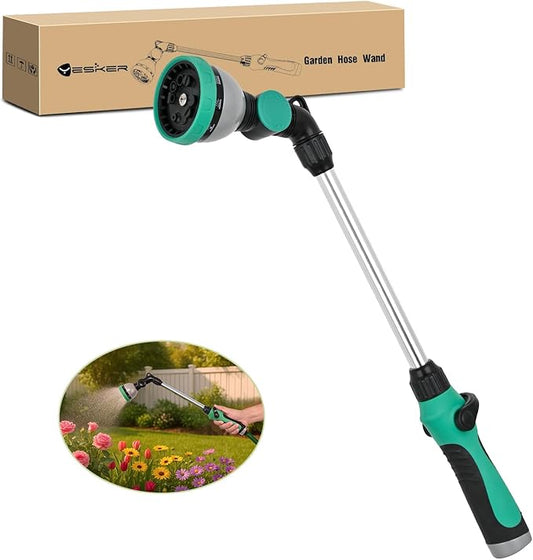 Yesker Watering Wand for Garden Hose, 21 Inch, 10 Spray Patterns, Adjustable Water Sprayer with Pivoting Head, Garden Hose Nozzle with Thumb Flow Control, Ideal for Water Plant and Yard Washing