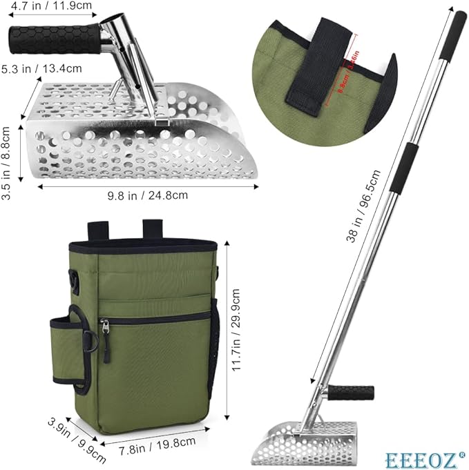 Beach Sand Scoop with Non-Slip Handle,Metal Detecting Tool,Beach Underwater Treasure Hunting, Stainless Steel Water Metal Detecting Tool Digging Shovel Fast Sifting Metal Detector. (style6)