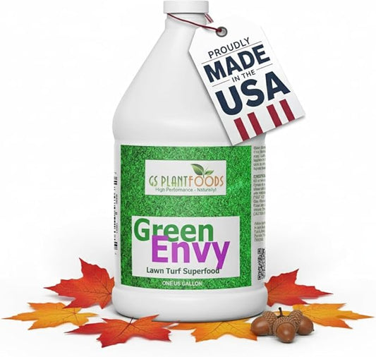 GS Plant Foods Green Envy Liquid Lawn Food – Fall & Winter Lawn Prep Fertilizer for Strong Roots and Resilient Grass, Suitable for Organic Growing (1 Gallon)