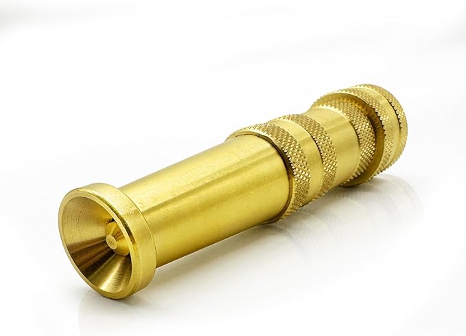 Brass Hose Nozzle Cyprium Water Hose Nozzle High Pressure Adjustable Twist Heavy Duty 5" Brass Nozzle for Garden Hose, Power Washer