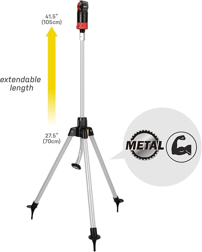 Eden 94150 Multi-Pattern Turbo Gear Drive Metal Tripod Sprinkler Plus One-Direction Misting System w/Quick Connect Starter Kit, 360 Degree Coverage
