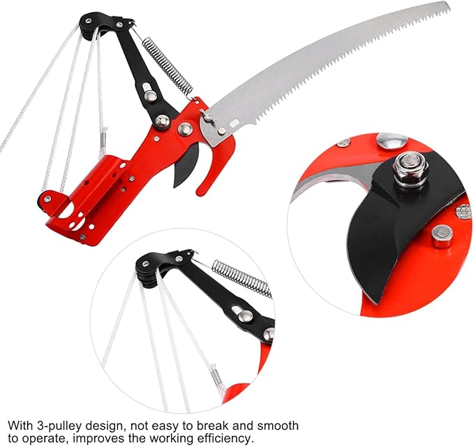 Extendable Tree Pole Pruner, 2 in 1 Outdoor High Branch Scissors Pruning Shears Garden Tools (Scissor + Saw, No Rod) Tree Trimmer