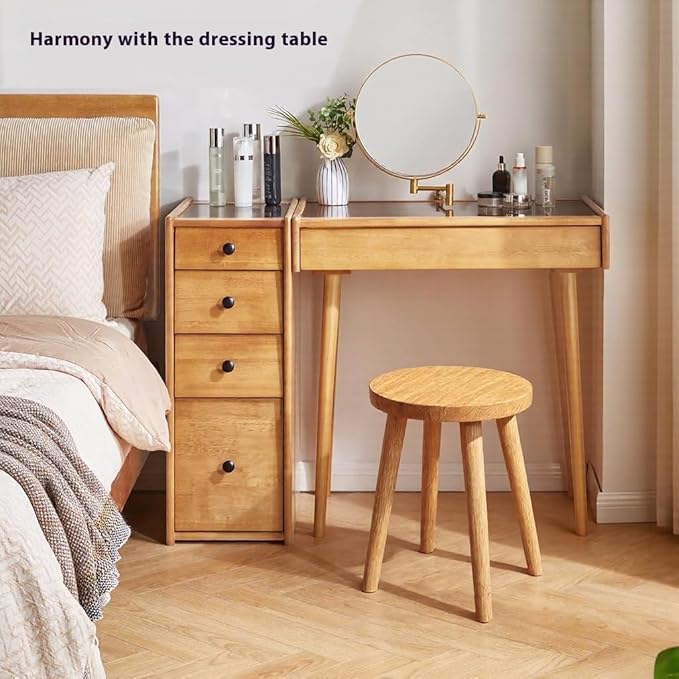 Wooden Stools Table Chair Dressing Stool Kitchen Bar Stool Side Table Round Suitable for Bedroom Living Room Dining humidifier Stand Plant Stand (Natural Wood Color)