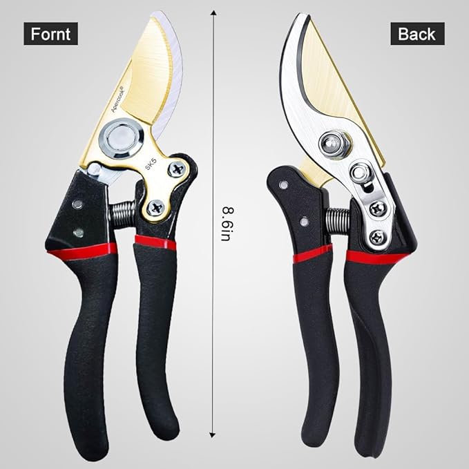 Garden Shears, Handheld Pruning Shears for Heavy Duty, Ergonomic Gardening Tools for Pruning Branches, Plants, Shrubs and Vines, Professional Sharp Garden Scissors (Japanese Garden Pruning Shears)