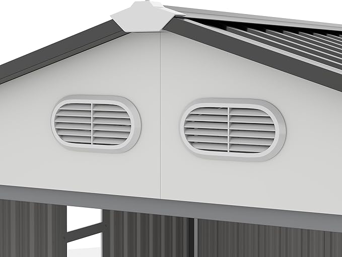 8x8 SF Outdoor Storage Shed,Metal Shed with Lockable Doors & 4 Daylight Windows,Garden Tool Shed w/Air Vents & Sloped Roof, Ideal for Backyard,Patio,Lawn,White