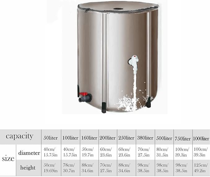250L/66 Gallons Suaito Outdoor Collapsible Rain Barrel with Mesh Cover, Beige,Water Storage Tank rainwater Collection System Weather-Resistant Garden Portable Water Tank with Spigots & Overflow Kit