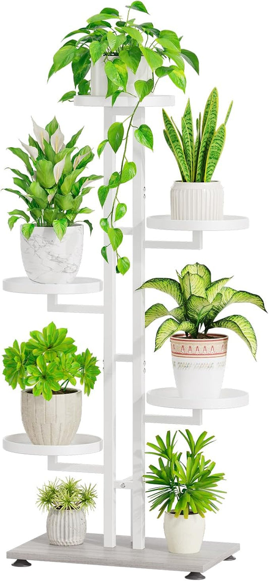 iDavosic.ly 5 Tier Plant Stand Indoor Outdoor, Tiered Corner Multiple Flower Pot Holder Shelf, Metal 40 Inch Tall Display Rack for Patio Porch Living Room Garden Balcony Bedroom, White