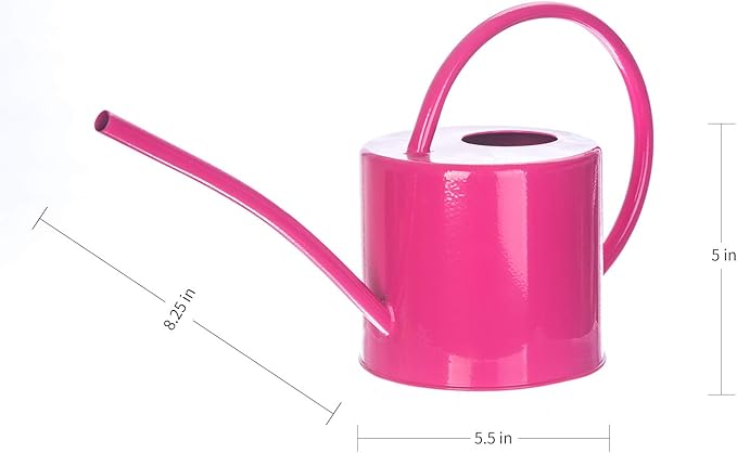 Metal Watering Can 51 Ounce Modern Style Watering Pot with Handle and Long Spout, Rose