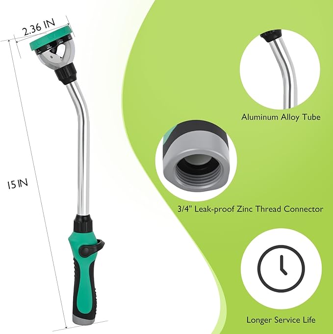 Yesker Watering Wand for Garden Hose, 19 Inch, 8 Spray Patterns, Garden Hose Nozzle with Thumb Flow Control, Ideal for Water Plant, Shrubs and Yard