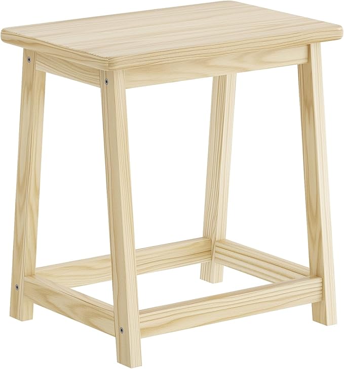 Small Bench Seat, Bathroom Bench, Wood end Table, Plant Stand, Shoe Changing Handmade Stool for Kids or Adults (Natural-Large)