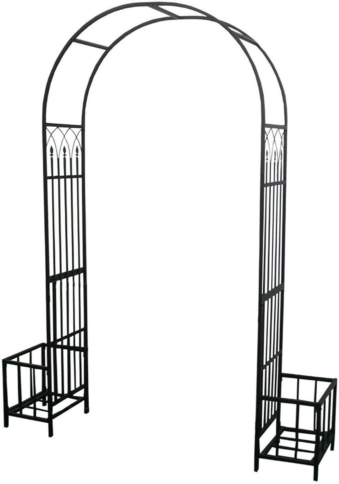 1. GO Steel Garden Arch with Plant Basket, 6'9" High x 3'9" Wide, Garden Arbor for Various Climbing Plant, Outdoor Garden Lawn Backyard