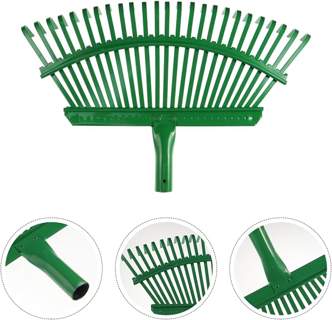 SUPVOX 25 Tine Heavy Duty Steel Leaf Rake for Lawn and Garden, Detachable Head for Easy Storage, Comfortable Grip for Leaves, Grass, and Debris Cleaning